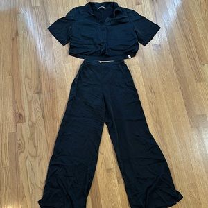 NWOT - Lunya Washable Silk High Rise Pant Set - XS Black